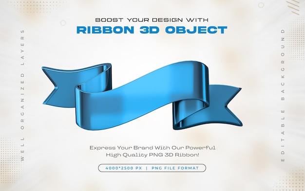 Gratis PSD sky blue ribbon icon geïsoleerde 3d-rendering illustratie