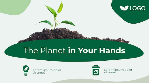 Gratis PSD sla de sjabloon voor spandoek van de planeet op met planten en grond