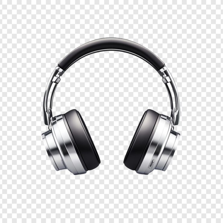 PSD Gratis sleek black and silver headphones premium audio experience