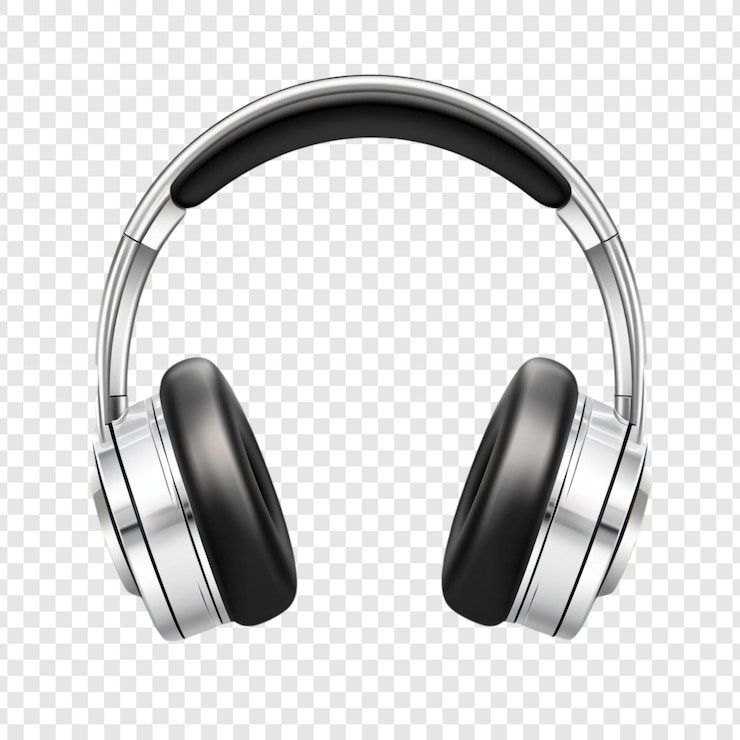 PSD Gratis sleek silver and black headphones immersive audio experience