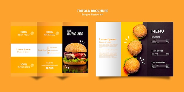 Gratis PSD smakelijke hamburger driebladige brochure