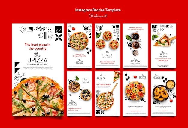 Gratis PSD smakelijke pizza restaurant instagram verhalen sjabloon