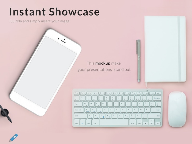 PSD Gratis smartphone and keyboard mock up