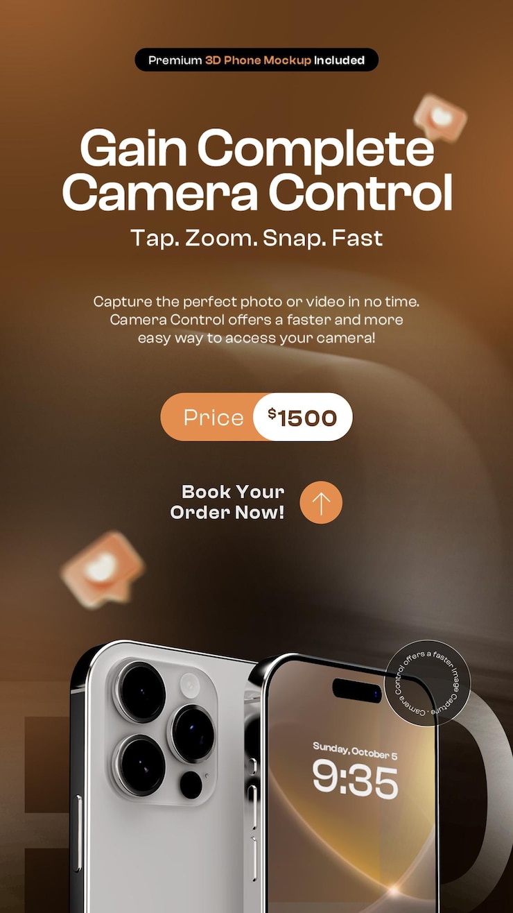 PSD Gratis smartphone camera control social media story design template