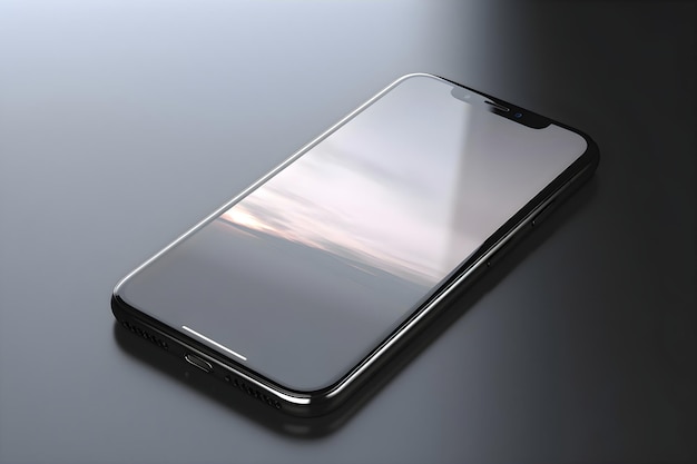 Smartphone met leeg scherm op een grijze achtergrond 3d-rendering