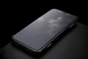 PSD gratuito smartphone con nube en la pantalla aislado en fondo negro