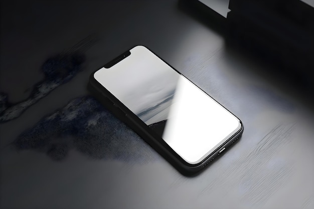 PSD gratuito smartphone con pantalla blanca en la mesa renderización 3d