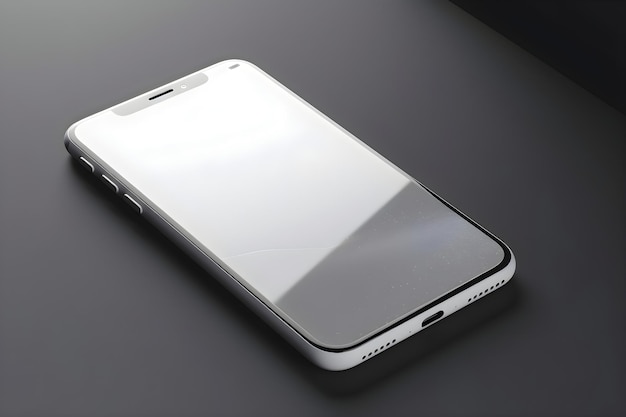 Smartphone con pantalla en blanco aislada en fondo negro renderizado en 3d