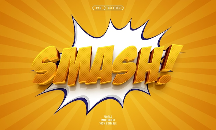 Gratis PSD smash 3d bewerkbare tekst-effect