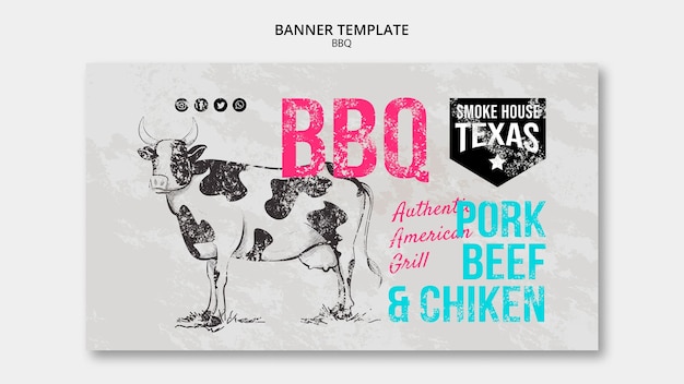 PSD gratuito smoke house texas bbq banner plantilla