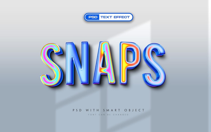 PSD Gratis snaps rainbow 3d style text effect