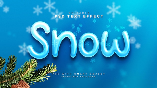 Sneeuw 3d glanzend teksteffect