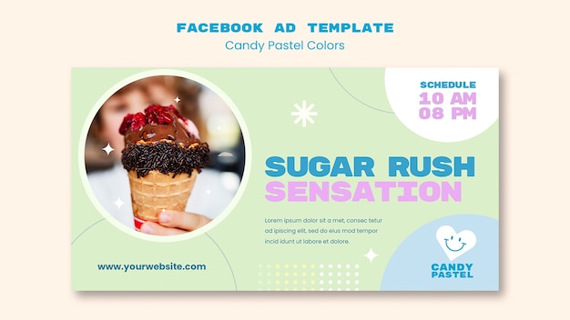 Gratis PSD snoep pastelkleuren facebook-sjabloon