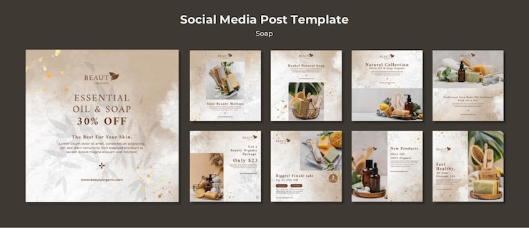 PSD gratuito soap modello di post sui social media con foto