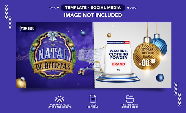 Gratis PSD social media banner kerstdeals voor supermarkten