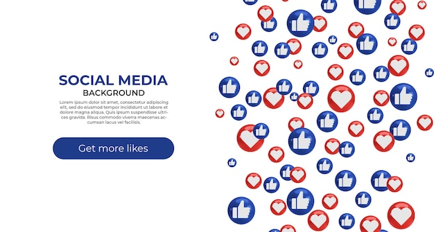 Gratis PSD social media banner met 3d iconen op een rij op een witte achtergrond