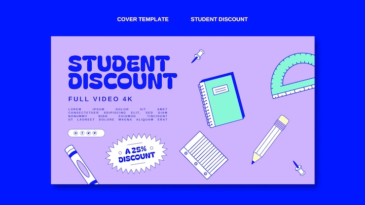 PSD Gratis social media cover template for student discounts and sale