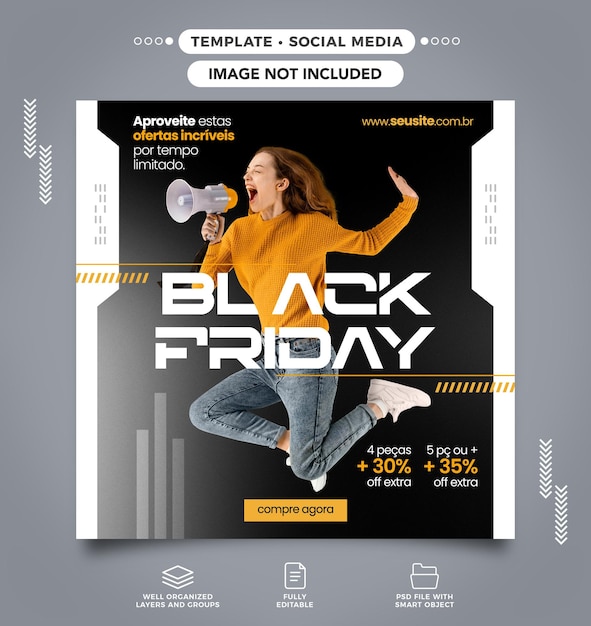 Social media feed instagram black friday voor kledingverkoop in brazilië