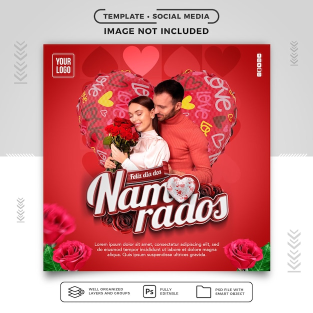 Social Media Feed Instagram Feliz Día de San Valentín en Brasil