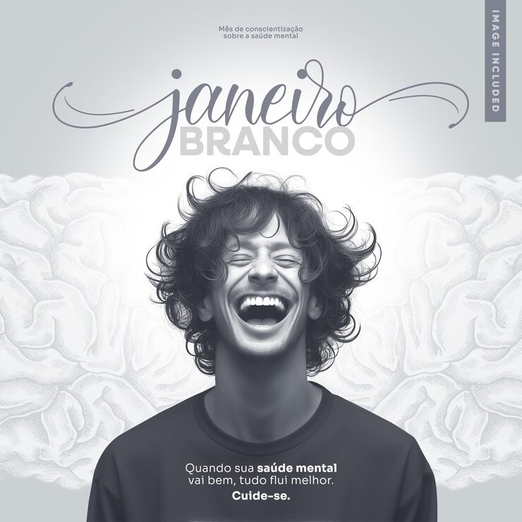PSD Gratis social media feed white january about mental health in the world