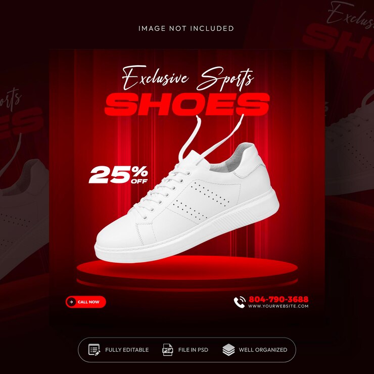 Gratis PSD social media post of vierkante banner ontwerp sjabloon voor schoenen