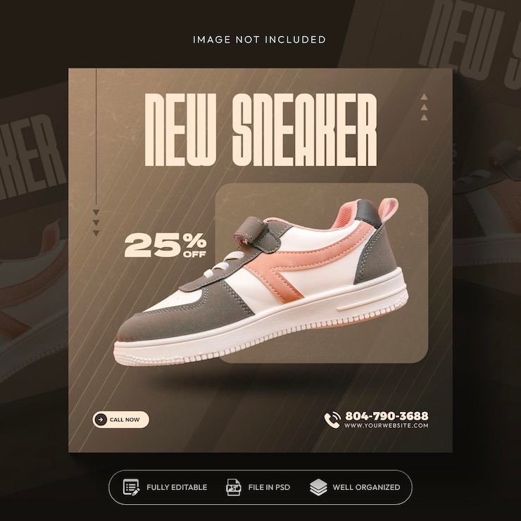 Gratis PSD social media post of vierkante banner ontwerp sjabloon voor schoenen