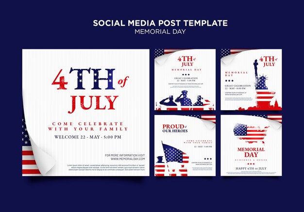 Social media-posts van de herdenkingsdag met vlag