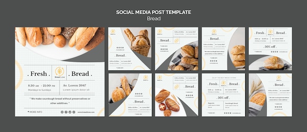 Gratis PSD social media postsjabloon met brood