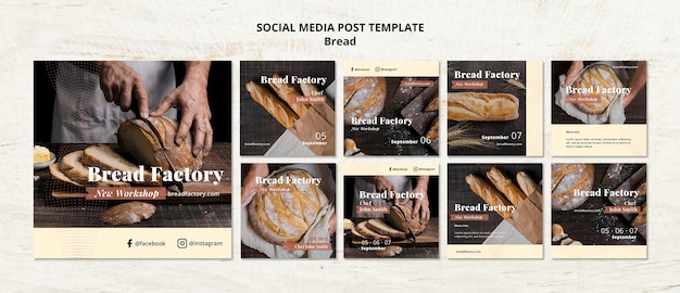 Gratis PSD social media postsjabloon met brood