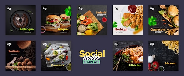 Gratis PSD social media postsjabloon voor restaurant