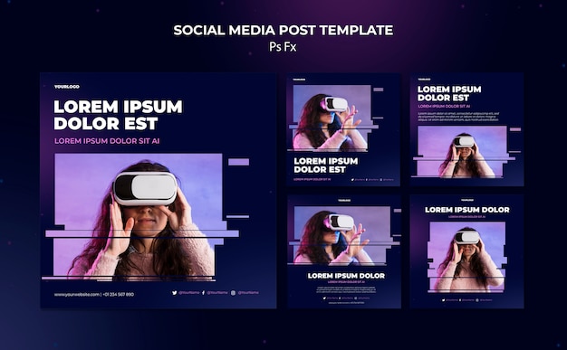 Gratis PSD social media postsjabloon voor virtuele realiteit