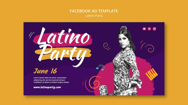 Gratis PSD social media promo-sjabloon voor latino-feest