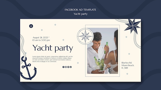 Gratis PSD social media promo-sjabloon voor luxe jachtfeestviering