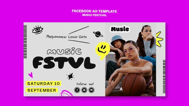 Gratis PSD social media promo-sjabloon voor muziekfestival