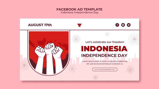 Social media promosjabloon voor onafhankelijkheidsdag in Indonesië