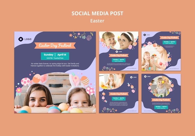 Gratis PSD social media sjabloon met paasdag