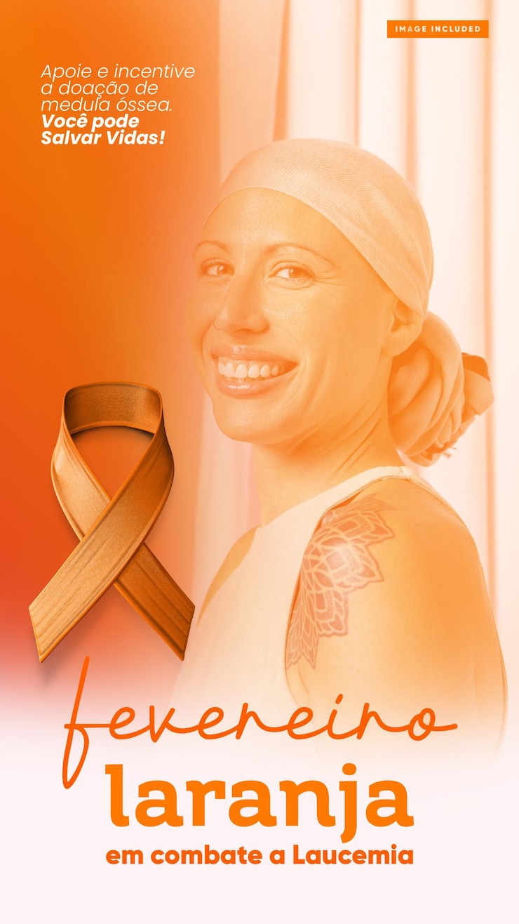 PSD Gratis social media stories february orange support and encourage donations