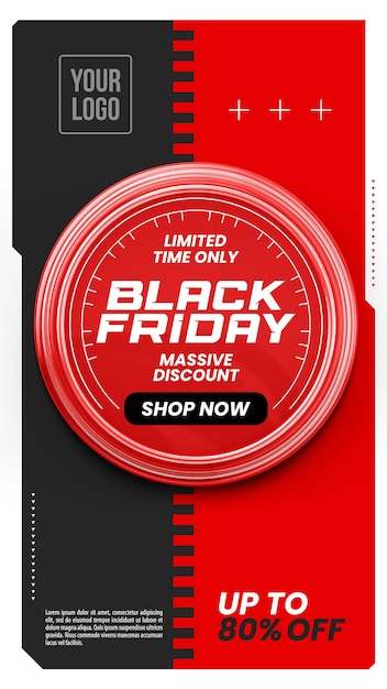 Social media stories Tijdelijk Black friday grote korting tot 80 korting