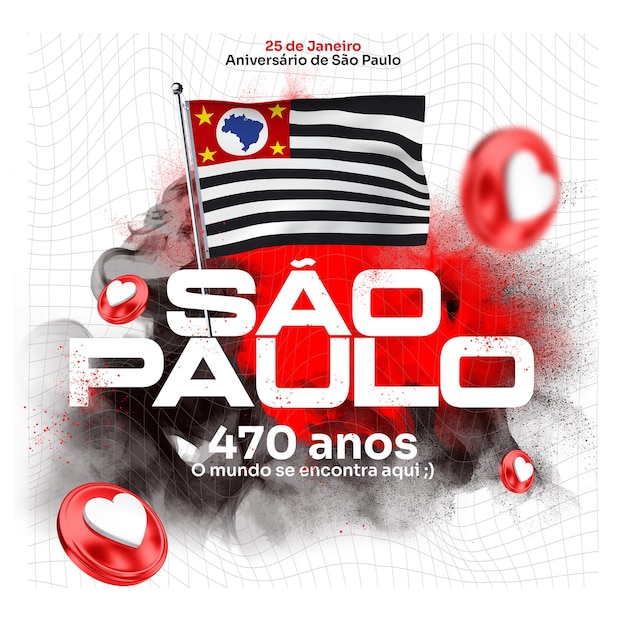 Gratis PSD social media template feed sao paulo brazils 470ste verjaardag