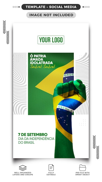 Gratis PSD social media verhalen braziliaanse onafhankelijkheidsdag voor viering