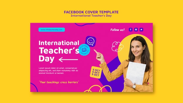 Gratis PSD social media voorbladsjabloon voor lerarendagviering