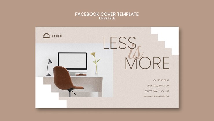 Gratis PSD social media voorbladsjabloon voor minimalistisch interieur