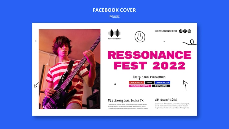 Gratis PSD social media voorbladsjabloon voor muziekfestival