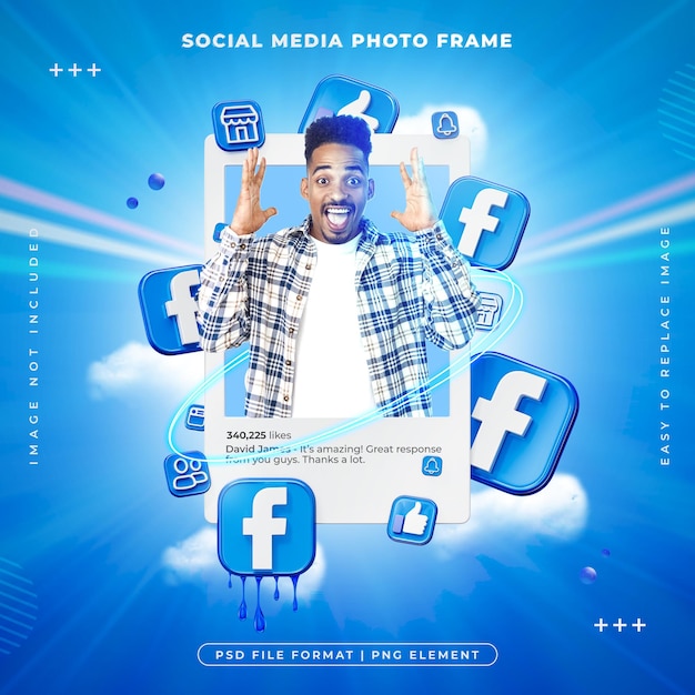 Gratis PSD sociale media facebook post frame geïsoleerde 3d-rendering