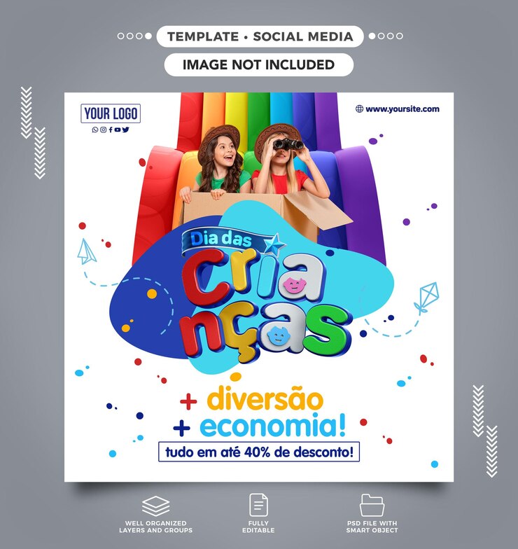 Gratis PSD sociale media geven kinderdag meer plezier en economie