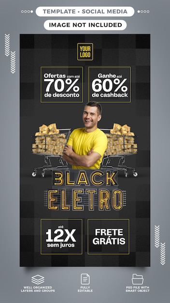 Gratis PSD sociale media instagram verhalen black friday elektronica verkoop