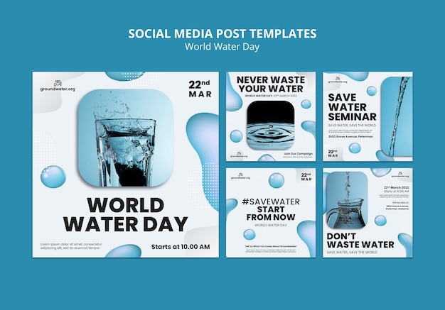 Sociale media posts van wereldwaterdag