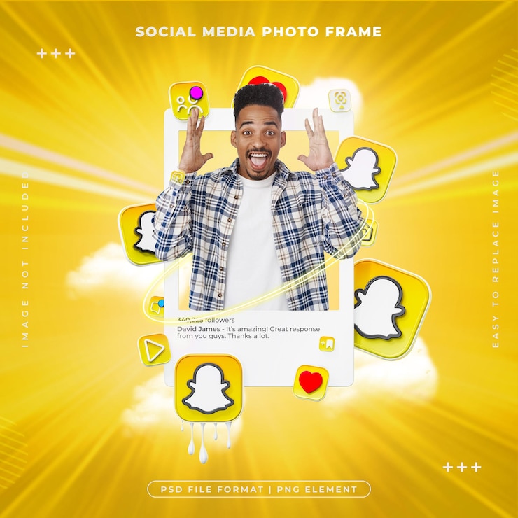 Gratis PSD sociale media snapchat post frame geïsoleerde 3d-rendering