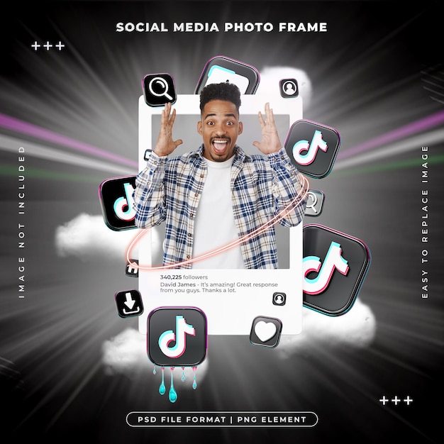 Gratis PSD sociale media tiktok post frame geïsoleerde 3d-rendering