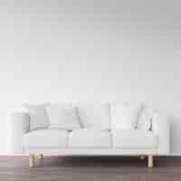 PSD gratuito sofá blanco sobre suelo de madera